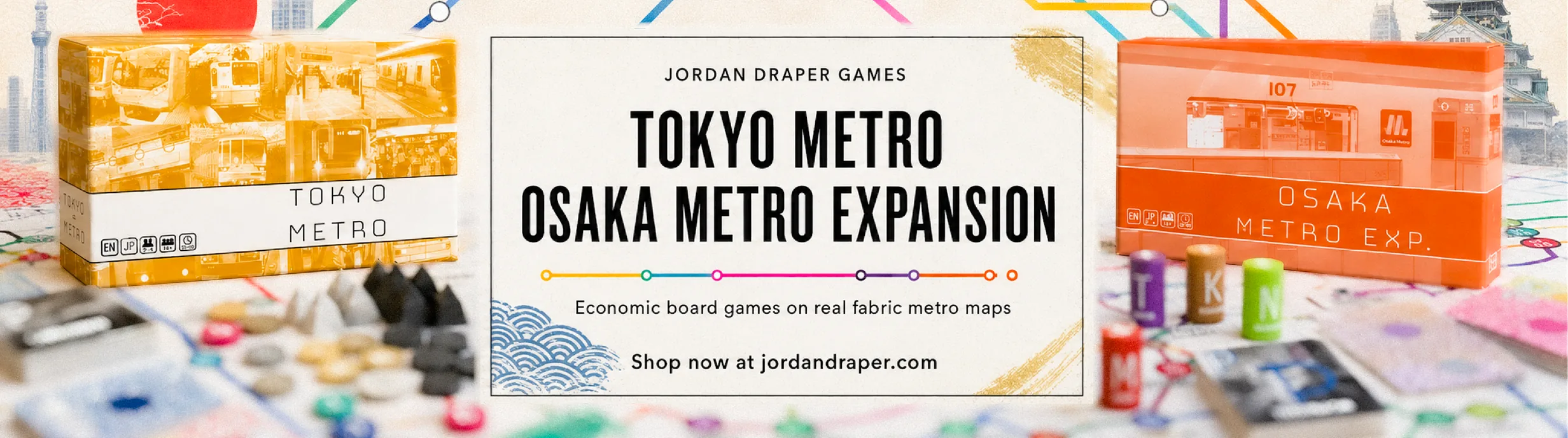 Tokyo Metro and the Osaka Metro Expansion, components laid out on a fabric map